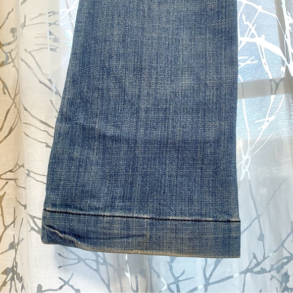 Vintage FRANKIE B. Signature f logo pockets Low Rise Bell bottom flare blue jean - Picture 8 of 13